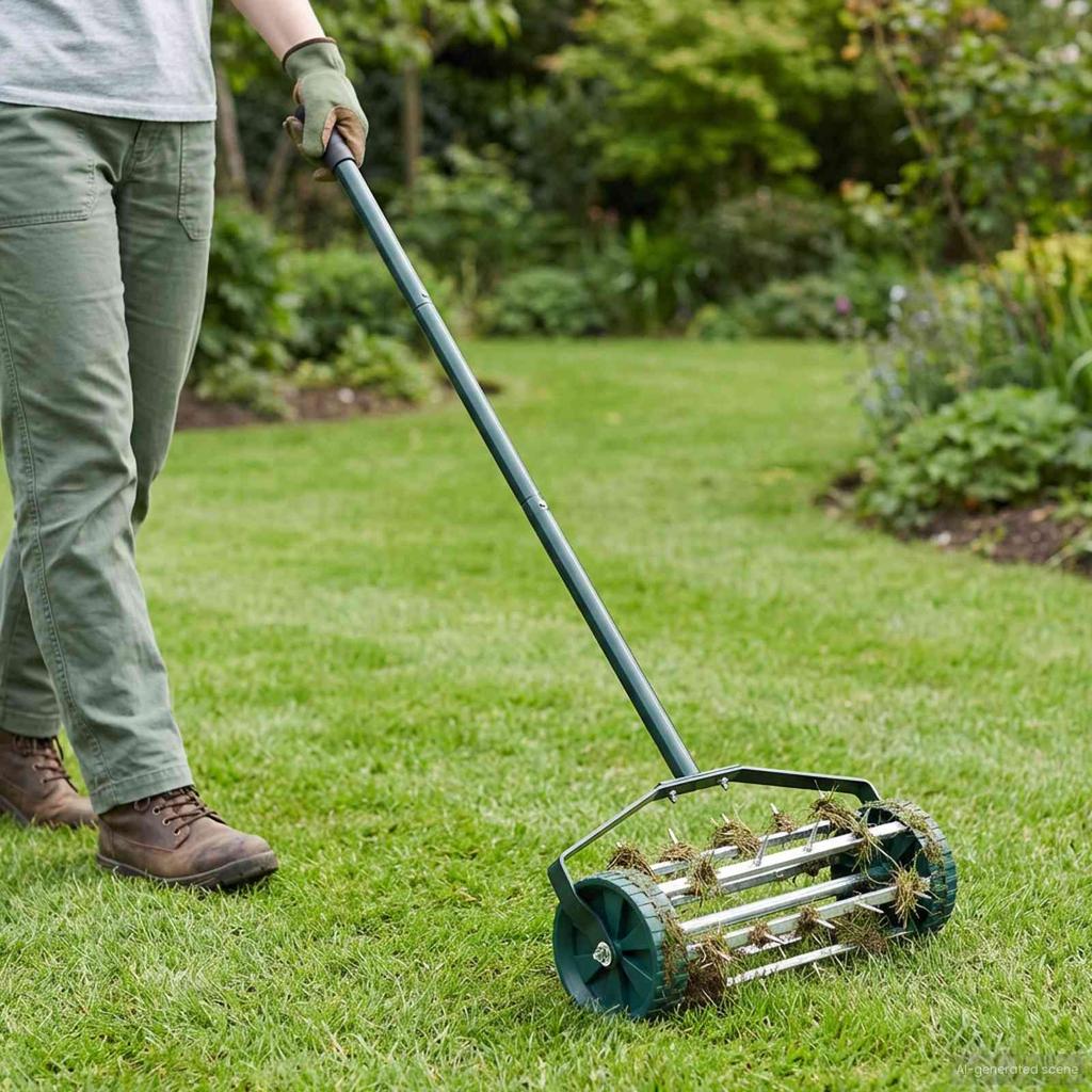 Lawn Aerator Roller with Aeration Tines for Lawn Care
