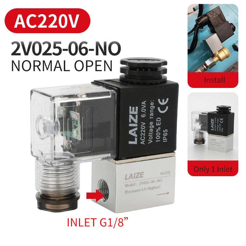 2v025-08-DC24V AC220V AC380V DC12V Pneumatic two-position two-way 2/2 solenoid control air valve one in and one out