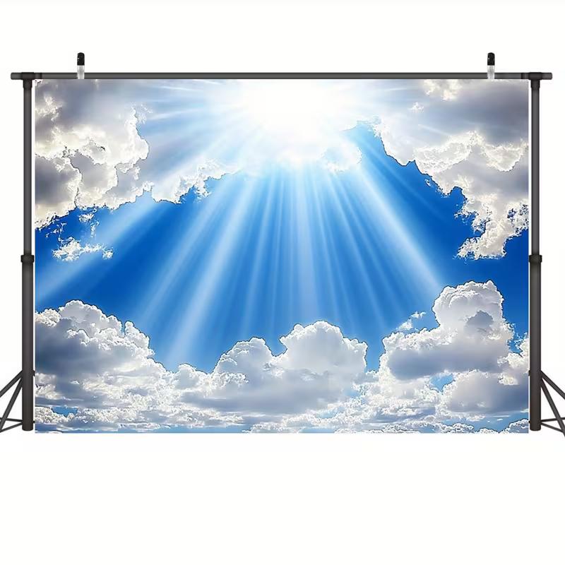2D Sunbeam Heaven Backdrop, 2D Bright Sky and Clouds Decor