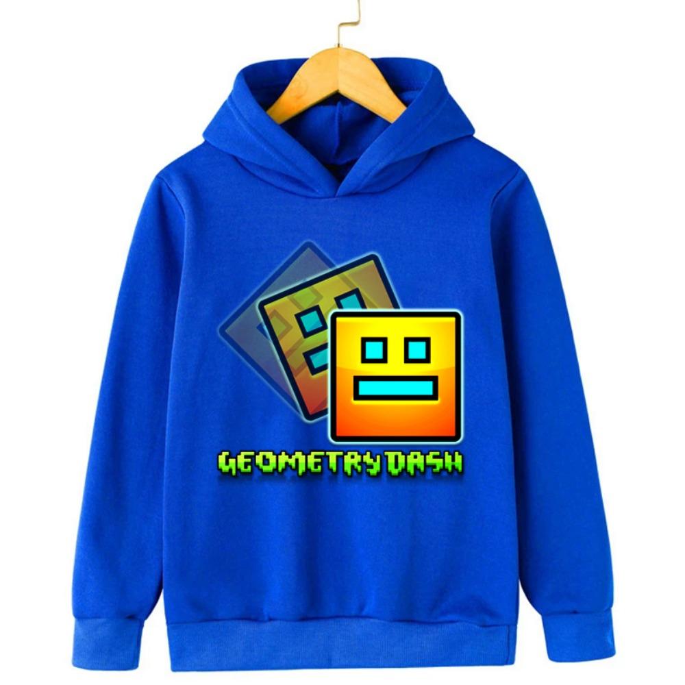 Игровая толстовка Geometry Dash для детей, пуловер с длинным рукавом, осенние куртки, смешные мультяшные топы для девочек, свитшоты для мальчиков, детская одежда