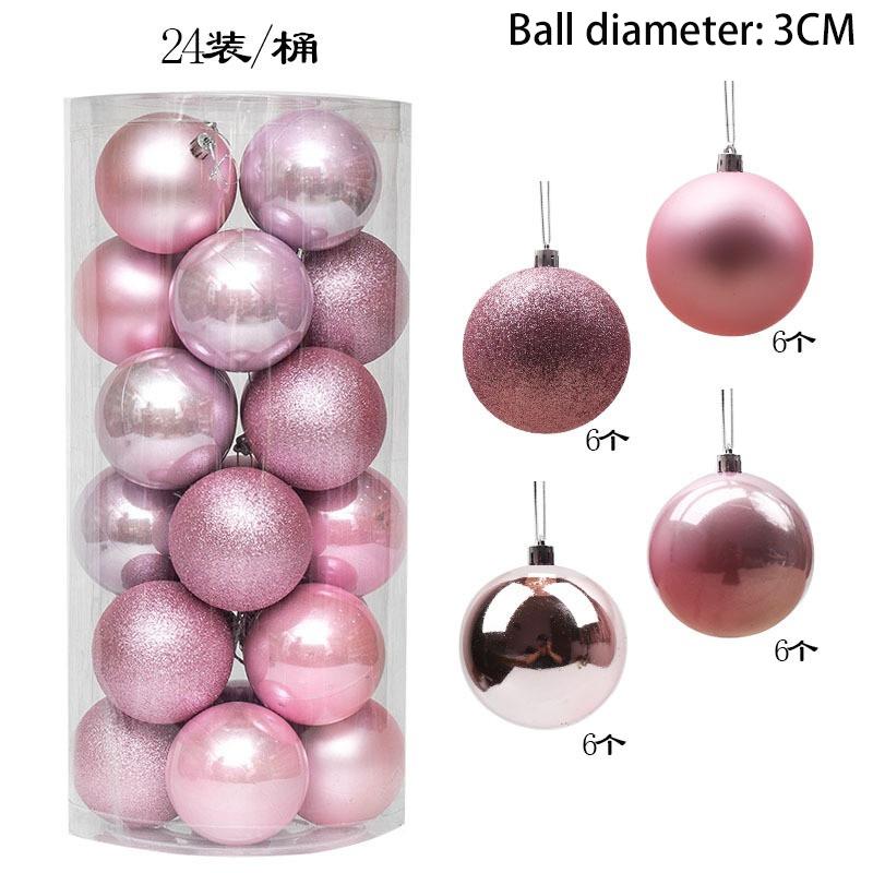 Christmas Tree Decoration 2026 Pink Balls Ornaments Glitter Poinsettia Flowers Berries Stems Snowflakes Bow Home Decor DIY Gifts