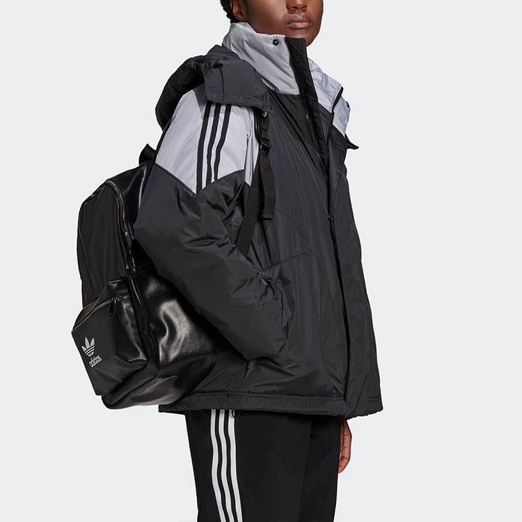 adidas Оригинальная пуховая куртка с большим логотипом Трилистник Повседневная Удобная с капюшоном С длинным рукавом Зимняя Женская куртка Черная GD2506