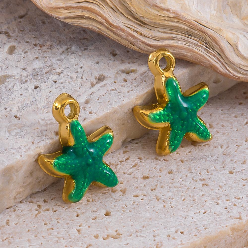 5pcs Fashion Stainless Steel Enamel Golden Starfish Charms Pendants DIY Necklace Bracelet Charm for Jewelry Findings Components