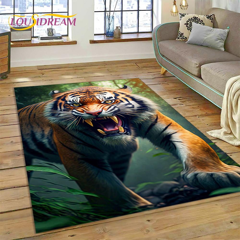 3D зверь, тигр, лев, животное, дикая природа, мультяшный ковер, ковер для дома, гостиной, спальни, дивана, коврик для двери, декор, детский коврик, нескользящий коврик
