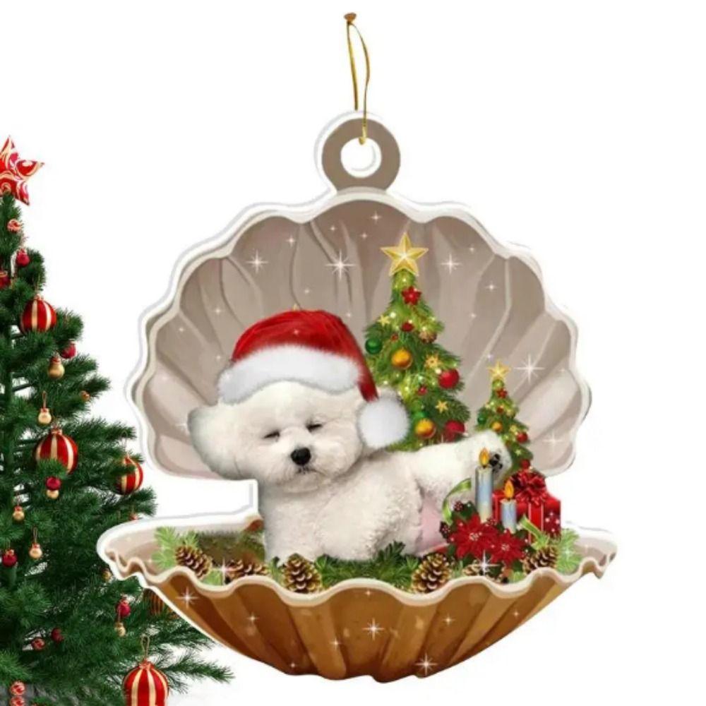 2D Christmas Tree Dog Hanging Pendant Decorative Dog Acrylic Car Ornament Christmas
