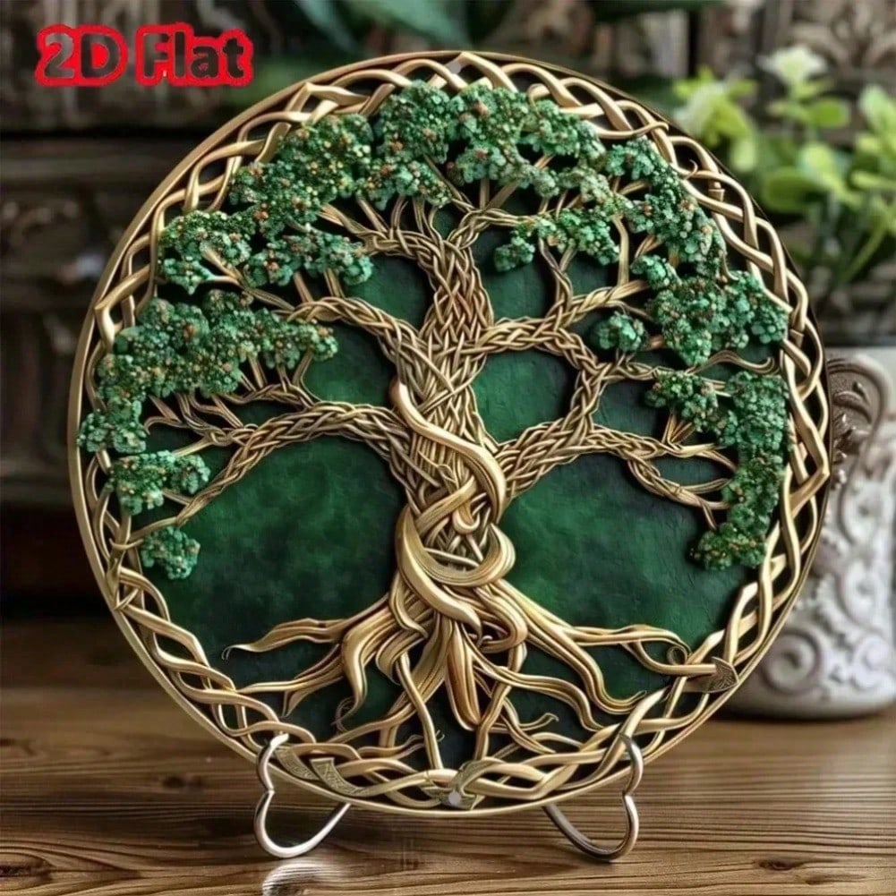 Винтажная металлическая табличка с мандалой, Круглая настенная art 'Древо жизни', Металлическая пластина для декора дома