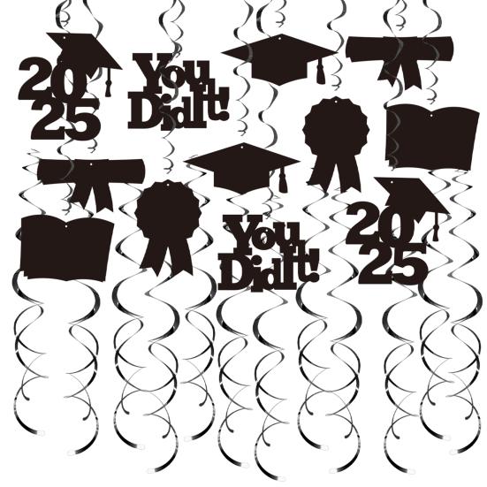 Graduation Party Hanging Swirl Decorations Class of 2025 Congrats Grad Supplies for Classroom Ceiling Home Decor