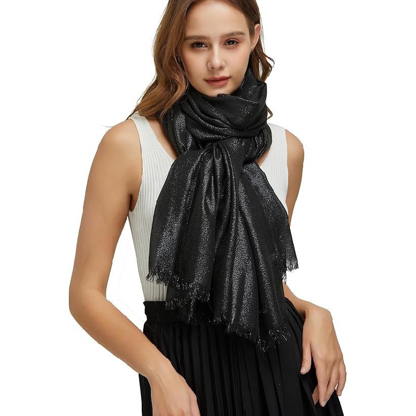 Women's Sparkling Metallic Evening Shawl Lightweight Shawl Extra Large Dressy Shawls and Wraps for Party