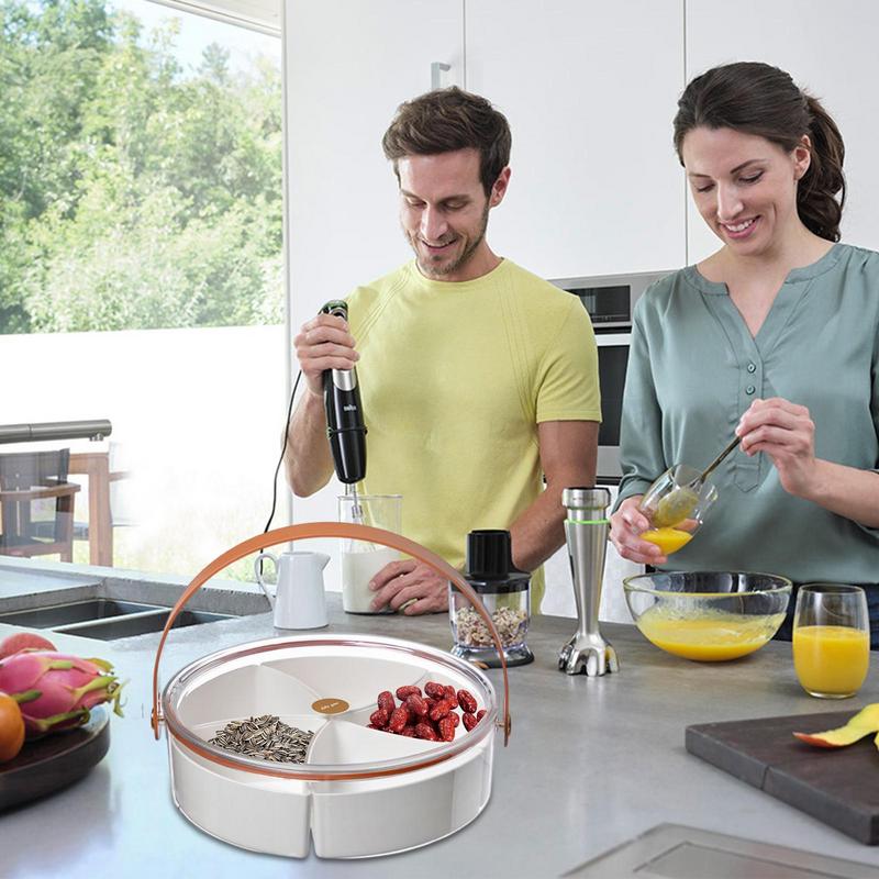 Fruits Snack Storage Plate Divided Serving Tray With Handle Food Storage Containers Dried Fruits Nuts Candy Cracker Chip Serving