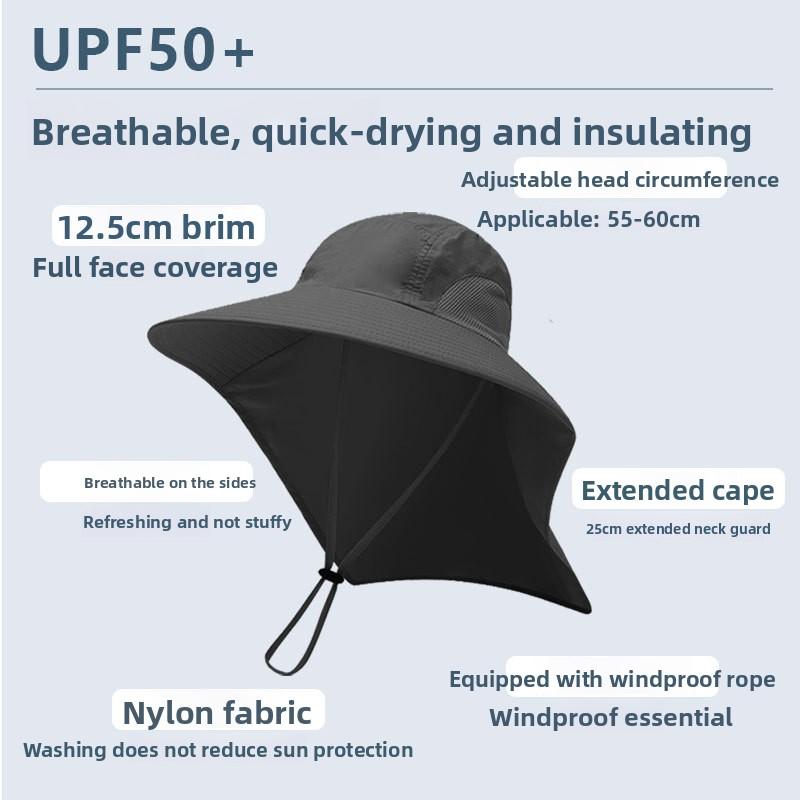 New Design Summer Nylon Outdoor Sunscreen Fisherman's Hat Large Brim Adjustable Quick-drying Breathable Waterproof Anti-UV