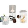 1Pc Candle Holder Windproof Clear Glass Transparent Candlestick Gift European-styleins Light Stand Wedding Decoration