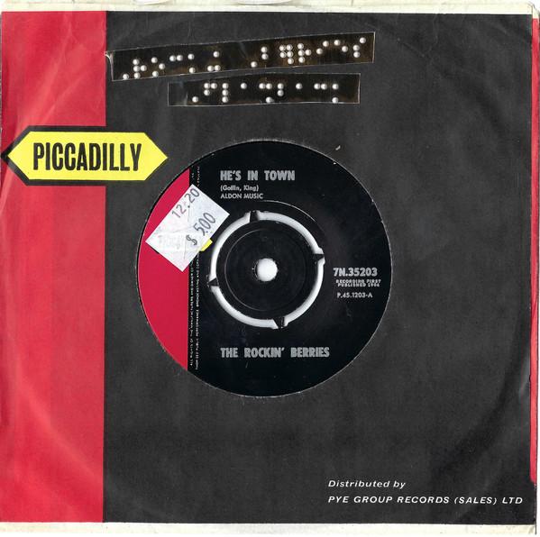 7inch Record ROCKIN' BERRIES - He's In Town 7N35203 Piccadilly 1964 UK Rock Used