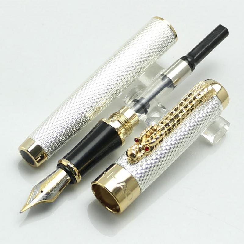 JINHAO 1200 Роскошный Высококачественный Золотой Белый Жемчужный Цвет Дракона Деловая Офисная Ручка Роллерная Ручка Средний Размер Офис Бизнес