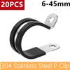 20Pcs Pipe Clamp Rubber Lined P Clips 3/4" 5/8" 304 Stainless Steel R Cable Mounting Hose Clamp Wire Fixed Pipe Bracket Clamp