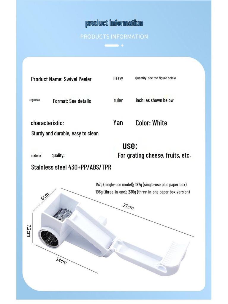 In Stock: New Rotary Hand-Crank Stainless Steel Mini Cheese Grater