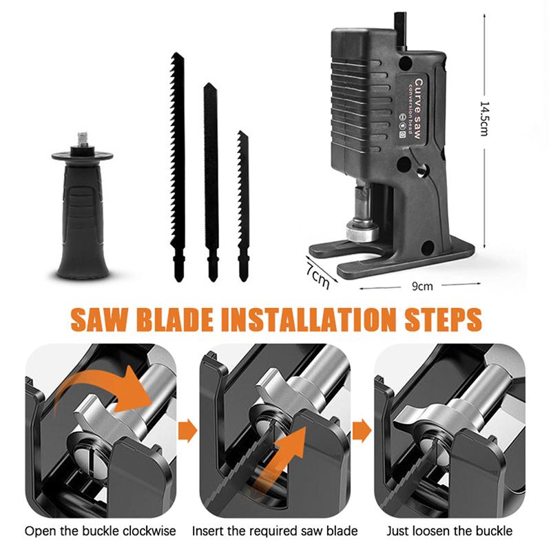 Электрическая дрель, лобзик, разъем для резки древесины, электрическая дрель, сабельная пила с преобразователем, преобразование криволинейной пилы