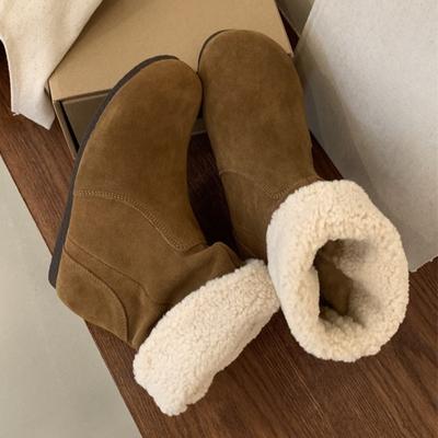 Модные женские плоские пушистые ботильоны Классическая замша Модная новая обувь 2025 Дизайнерские челси Короткие зимние ботинки Уютные зимние кроссовки