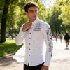 Mens Casual Long Sleeve Shirt With Print Collar And Button Closure