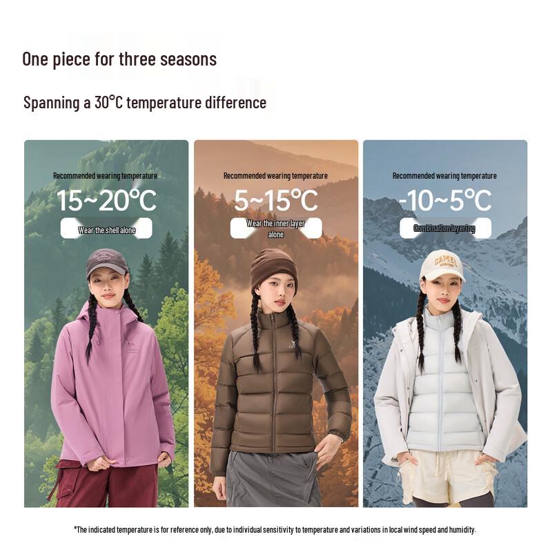 Camel Women's & Men's 3-in-1 Goose Down Outdoor Jacket