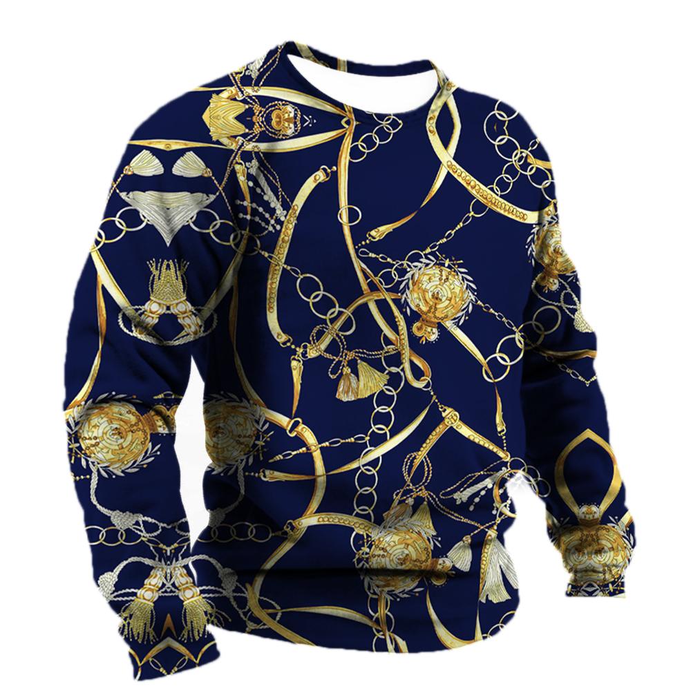 Роскошные социальные рубашки мужские хлопковые футболки футболки с барочной графикой модные 3d футболки уличные толстовки с круглым вырезом повседневная одежда
