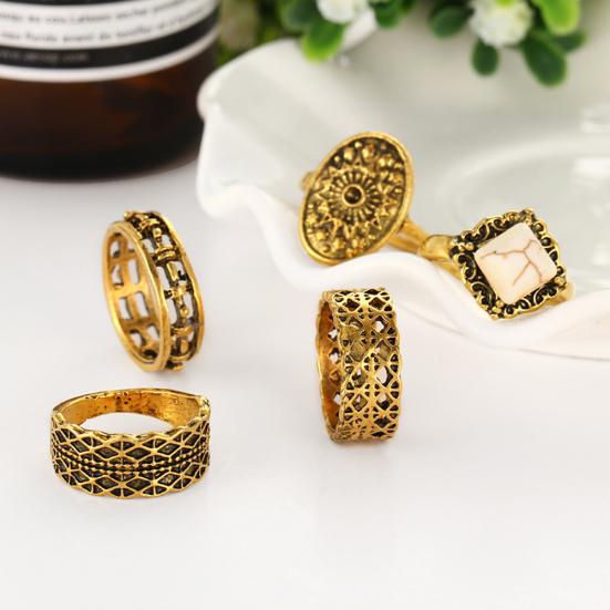 5Pcs/Set Vintage Women's Finger Knuckle Midi Stack Tip Rings Jewelry Gift Golden