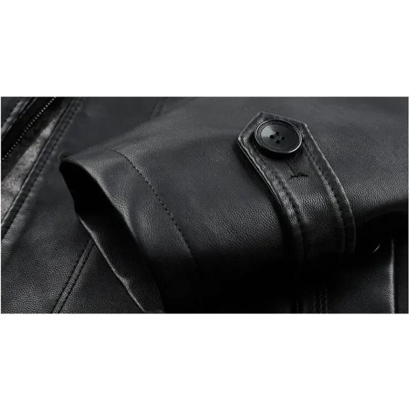 Осенне-зимнее пальто из натуральной кожи, мужская одежда, зимняя новая толстая теплая куртка из овчины, повседневный мужской плащ большого размера