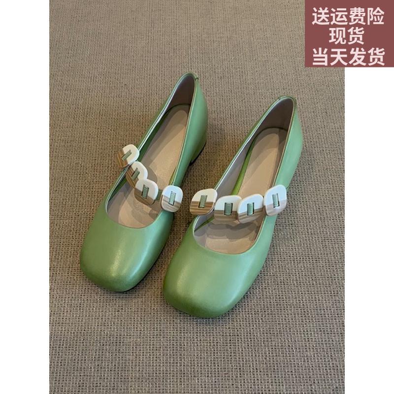 Версия из овчины~ Туфли Мэри Джейн из натуральной кожи в стиле ретро, женские, с круглым носком, универсальные, с золотой пряжкой, для поездок на работу, легкие, маленькие кожаные туфли