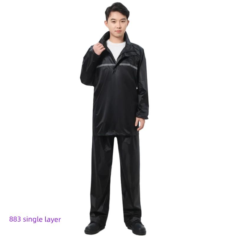 Yanwang Motorcycle Electric Bike Raincoat Rain Pants Thick Fashion Reflective Stripe Adult Men and Women Riding Separates Suit