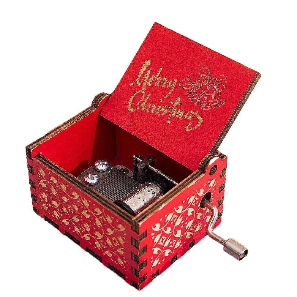 Музыкальная шкатулка с ручным управлением своими руками, красный Санта-Клаус, деревянная шкатулка, украшения для музыкальной шкатулки, с Рождеством