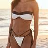 1011 popular bikini European and American black and white splicing sexy split swimsuit women's hot sale