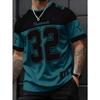 Mens Number 32 Print TShirt American Vintage Style Streetwear Color Block Design Trendy Casual Tee Soft Comfortable Men Clothing