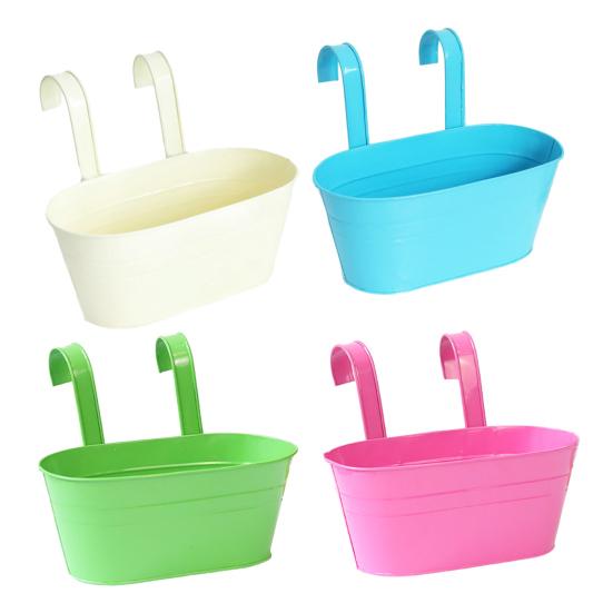 4 Pcs Iron Hanging Flower Pots Wall Planters with Detachable Hooks Drainage Holes Indoor Outdoor Hanging Planters