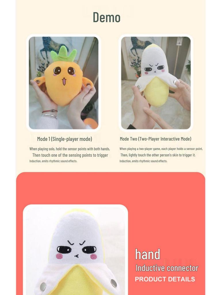 Музыкальная плюшевая игрушка: Клубника, Банан и Морковь – Интерактивное детское пианино для игры родителей с детьми