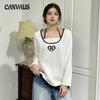 Plus Size Women's Long Sleeve Pullover Fashion Loose Square Neck Square Shoulder Spring and Autumn Simple Style