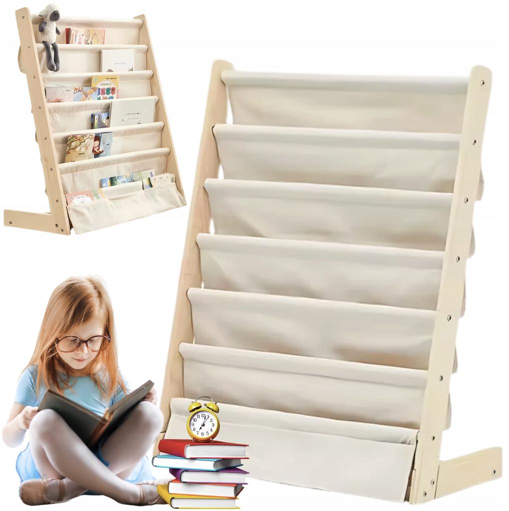 Regał Na Książki Dla Dzieci Stojak 79Cm Organizer 6 Półek Loft Drewno Mocny