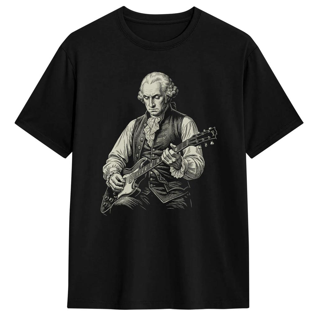 Abraham Lincoln Playing Guitar 250th Anniversary 4th Of July Tshirt Harajuku Tshirts Shortsleeve Streetwear Tops Oversize