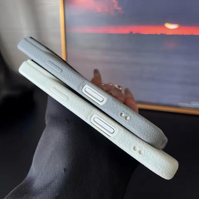 Матовый чехол с контрастным цветом и текстурой личи для iPhone 17 Air 16 15 14 13 12 11 Pro Max Plus с MagSafe, мягкий чехол из ТПУ
