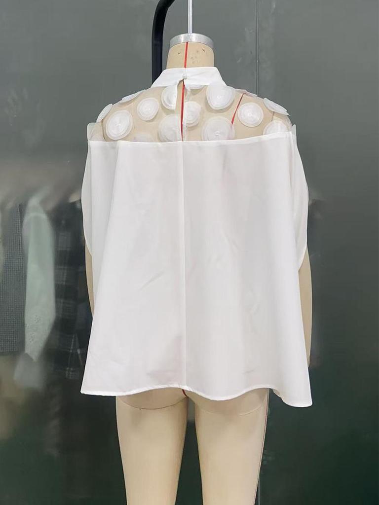 Летняя сетчатая блузка с открытыми плечами - Европейский и американский стиль - Женская свободная посадка