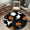 Round Area Carpet Halloween Ghost Pumpkin Spider Web Moon Black Spooky Party Room Decor