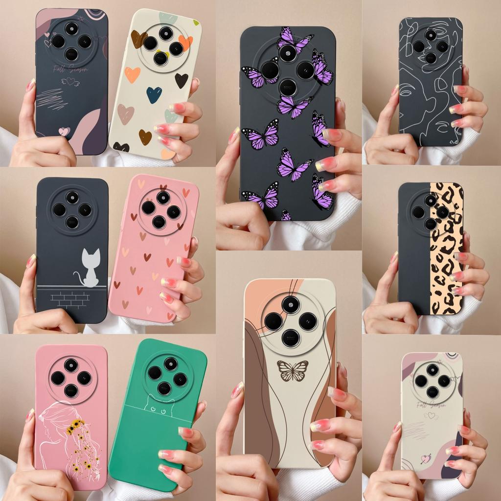 For Xiaomi POCO C75 Case Love Heart Butterfly Back Cover For POCO C 75 4G Phone Housing Soft High Quality Liquid Silicone Fundas