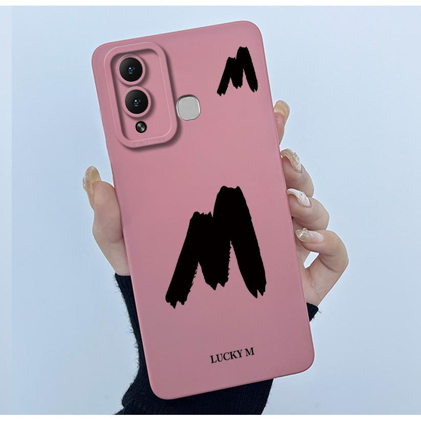 For Infinix Hot 12 Play Hot 12 X6816 X6816C Case Cover Lucky Initial Letter Soft Matte Phone Bumper for Infinix Hot 12i X665B