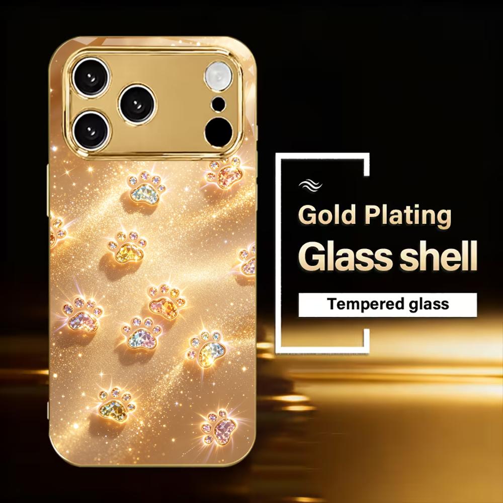 Красивый золотой чехол для телефона с лапками кошки для funda iphone для iPhone 17 pro max чехол-стекло для iPhone 17 16 15 14 13 12pm Pro Plus