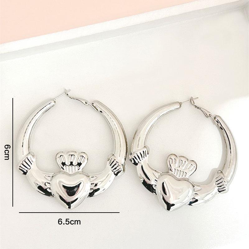 Большие Массивные Серьги-Кольца Кладдаagh Для Женщин Серьги Сильное Сердце Подарок На День Валентина Милые Акцентные Украшения Новинка 2025