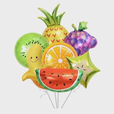 Мультяшные фольгированные шары в форме фруктов: Украшения для вечеринки в виде яблок, ананасов, арбузов и винограда