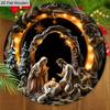 Nativity Wooden Christmas Sign - Navidad Jesus Round Sign for Front Door, Wall Hanging Decor - Ideal Christmas Ornament