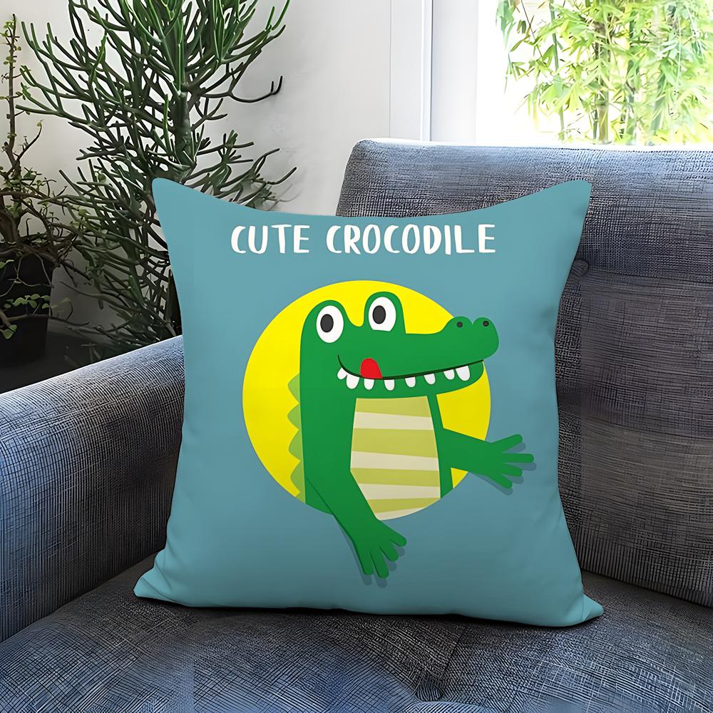 Animal cute crocodile Cushion Cover Comfortable Reversible Pillow Cover Ideal for Car Sofa Bedroom Beyond