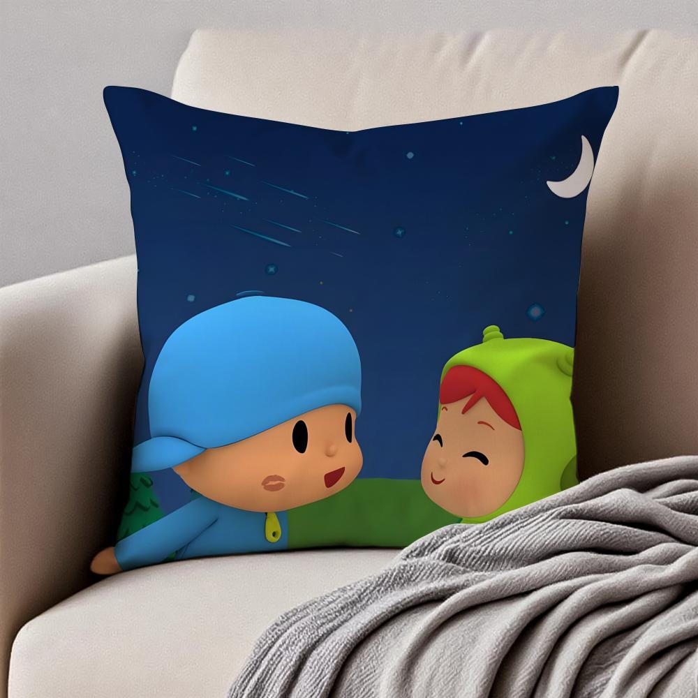 Cute BBoyGirlPPocoyo Cushion Cover Pillowcase Antidustmite Invisible Zipper Short Plush Sofa Cushion