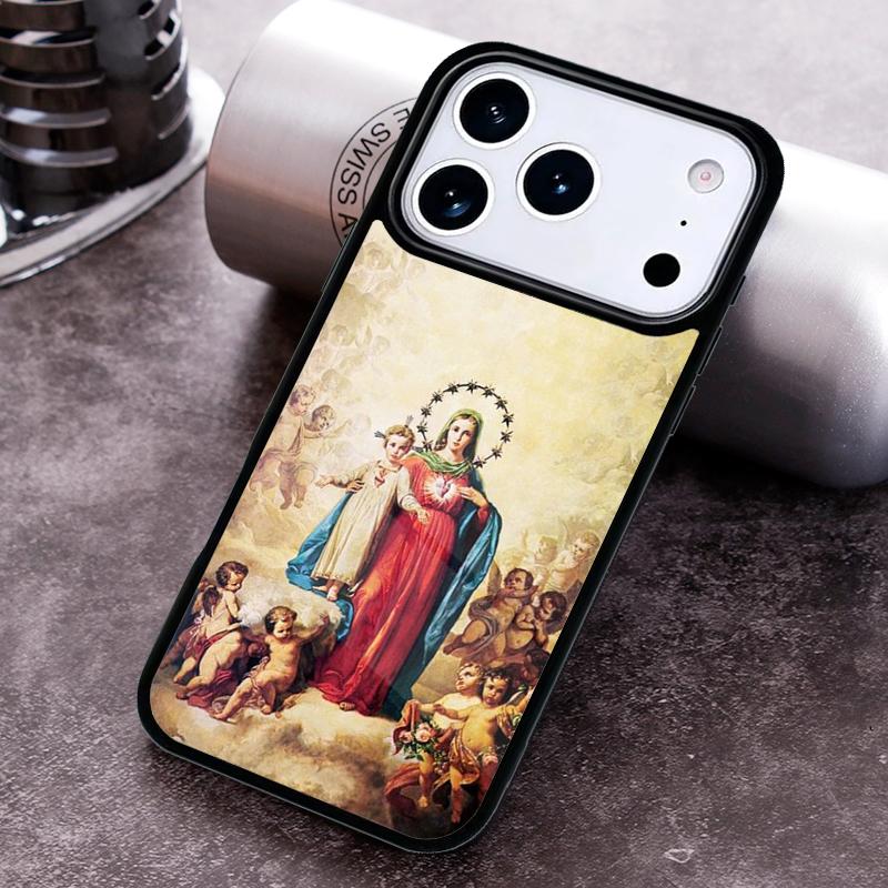 Religious Mary and Jesus Phone Case for iPhone 17 16 15 Pro Max Air 14 13 12 11 Plus Shockproof Capa Cover