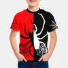 Color Blocked Short Sleeved 3D Digital Printed T-shirt for Children Shirt