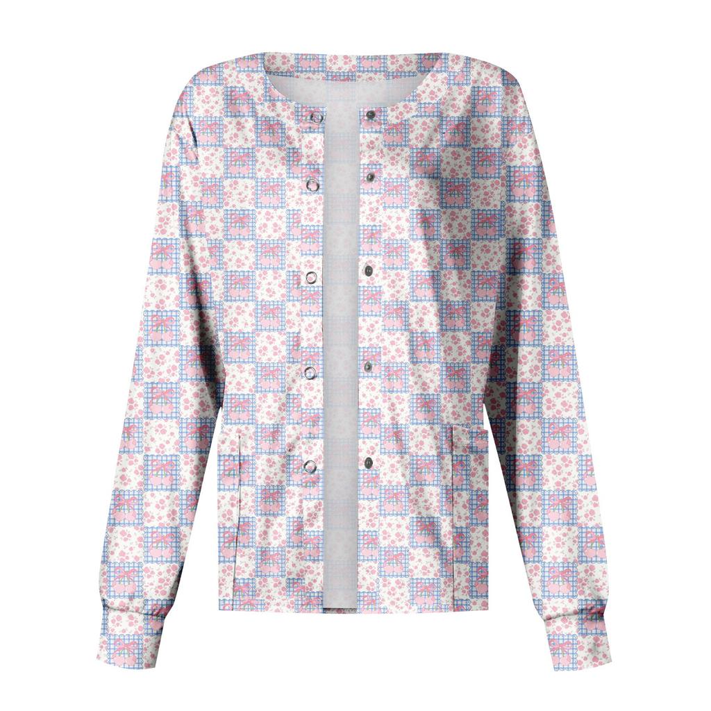 Женский повседневный однобортный кардиган с длинным рукавом и принтом в виде банта